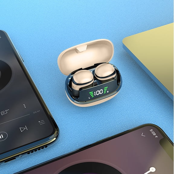 Back to School Gifts under $5 Mini Bluetooth Headset Earplug Type Ultra-low Power Digital Display Low Delay on Clearance