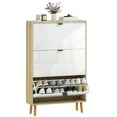 thumbnail image 1 of HOMCOM Armoire à Chaussures Étroite, Armoire de Rangement pour Chaussures à 3 Tiroirs Basculants, Blanc, 1 of 10