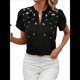 thumbnail image 3 of Tops Elegantes de Verano con Cuello en V y Corta para Mujer Negro L, 3 of 7