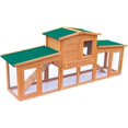 Large Wooden Rabbit Hutch with 2 Runs Sturdy Small Animal Pet Cage