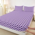 thumbnail image 3 of Homewish Chic Abstract Buffalo Full Size Sheets, Fashion Checkered Plaid Bed Sheets, Purple Square Rectangle Sheet Sets, Breathable Home Decor, 4pcs, 3 of 7