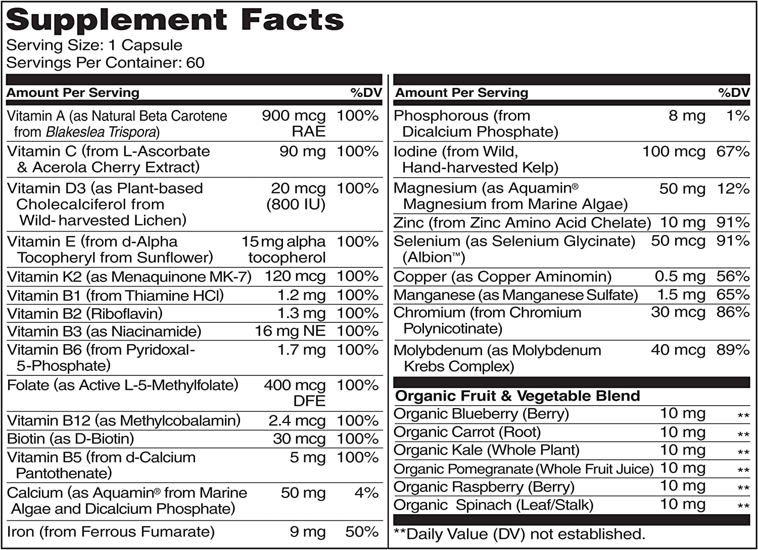 Naturelo One Daily Multivitamin Vitamin E For Women 60 Capsules Female