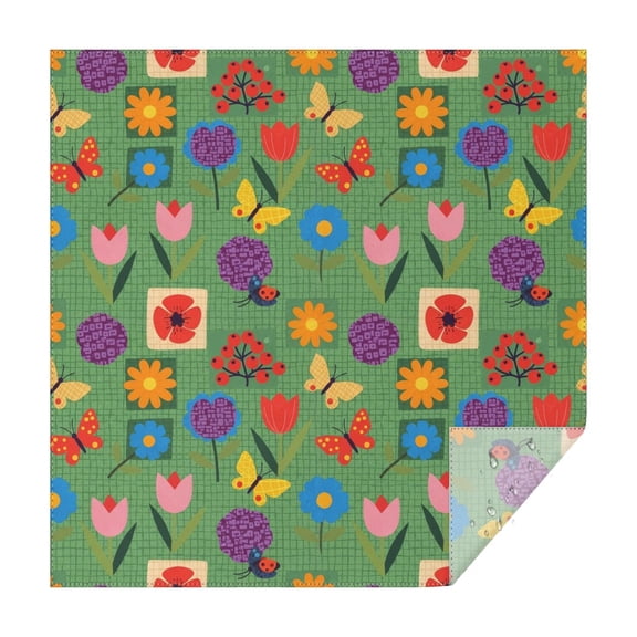 Pioneer Flower Floral Print Pattern Square Tablecloth, Waterproof Wipeable Spillproof Washable Table Cover for Home Kitchen Party Decor, 42"x42"