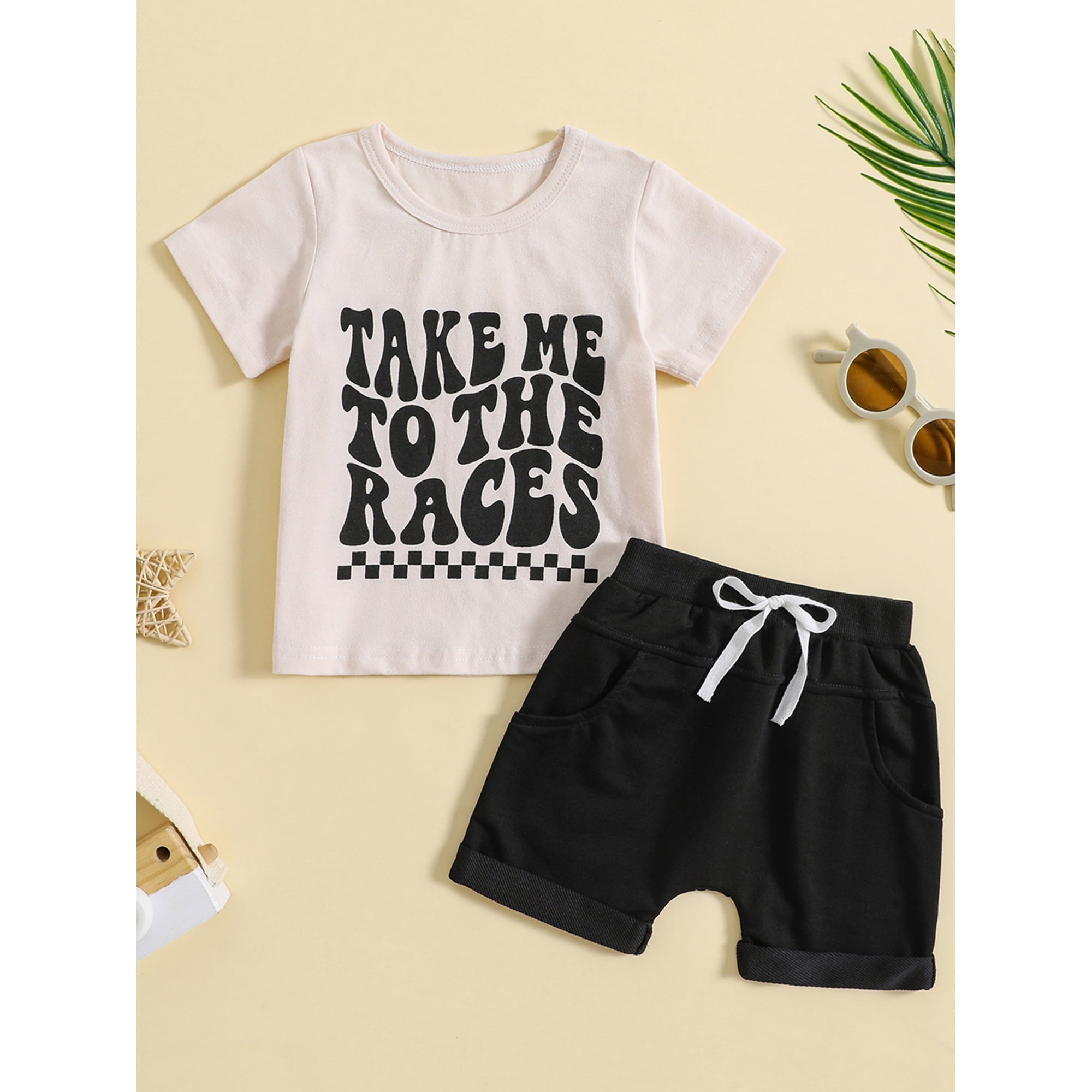 Boiiwant Bebe Garcon 2Pcs Vetements d Ete Tenue 6 12 18 24 Mois Bebe Garcons Shorts Decontractes Ensemble Blanc Hauts a Manches Courtes et Cordons Shorts Ensembles Walmart