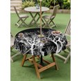 thumbnail image 5 of Outdoor Tablecloth with Umbrella Hole Zipper Modern Tree Branches Round Tablecloth 54" Waterproof Outside Table Cloth Contemporary Black Botanical Patio Table Cover Tablecloths for Picnic Party, 5 of 8