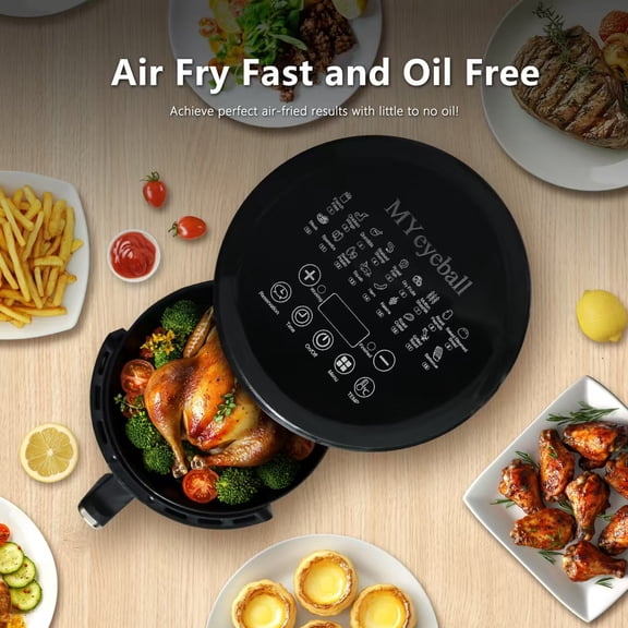 Air Fryer, 9-in-1, 6 Qt, PFAS-Free Ceramic Coating | 90°–450°F, 5 Level Fan Speeds, 9 in 1 Air Fry, Roast, Bake, Broil, Dry, Frozen, Proof, Reheat, Keep Warm, Safety lock