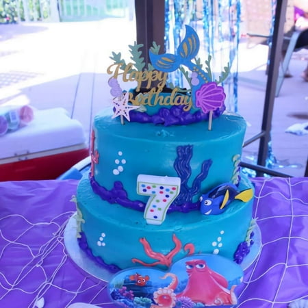 Sakolla Glitter Mermaid Birthday Cake Topper Happy Birthday Cake Decoration For Under The Sea Themed Baby Shower Birthday Party Supplies Walmart Canada