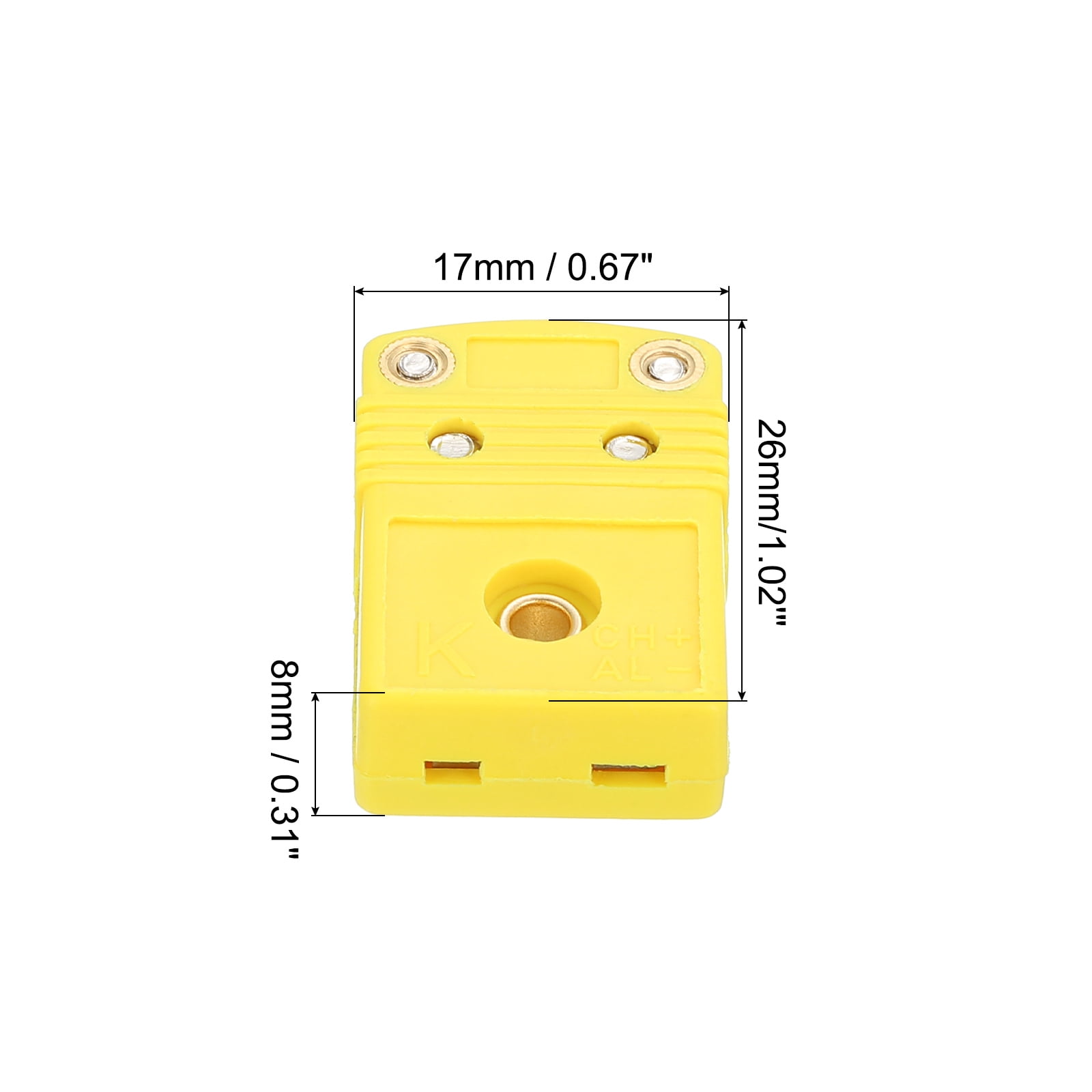 Uxcell K Type Thermocouple Wire Connectors Female Plug Adapter High Temperature 220°C(428°F) for Thermocouple Sensor Probe Yellow 20pcs
