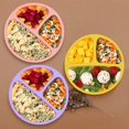 thumbnail image 2 of 3pcs Toddler Plates with Suction, 100% Safe BPA Free Soft Toddler Plates Silicone Divided Plates, Portable Dinner Plates for Kids, Dishwasher, Microwave and Oven Safe, 2 of 8