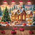 thumbnail image 3 of Festive Decor Holiday Banner Gingerbread House Christmas Tree Decoration Winter Scene for Holiday Party Family Gathering Home Decoration, 3 of 3