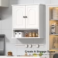 thumbnail image 3 of Bathroom Medicine Cabinet,2 Doors White Bathroom Wall Cabinet with Arched,Over Toilet Storage Cabinet for Laundry Room/Kitchen/Living Room,Surface Mount Medicine Cabinets 23x24, 3 of 14