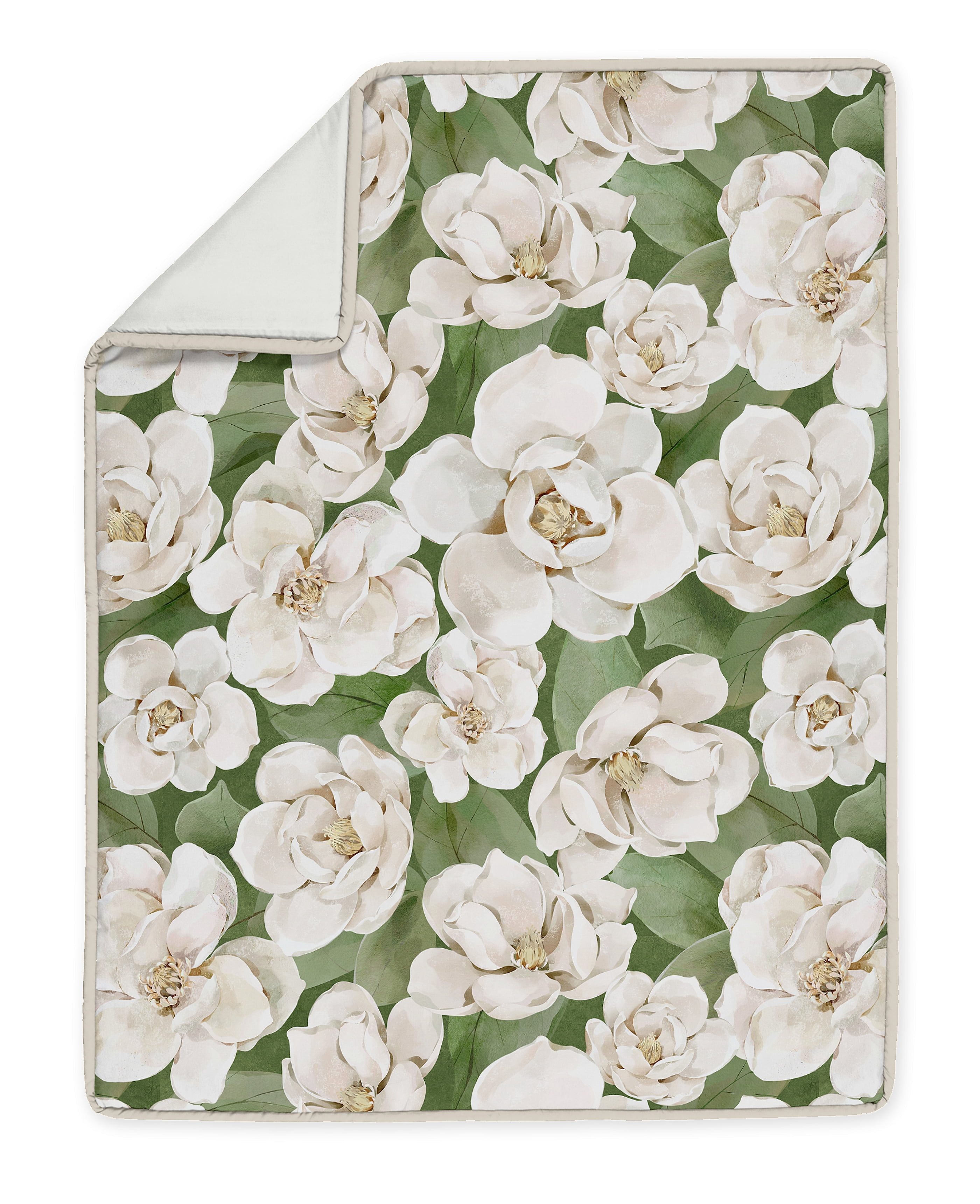 Sweet Jojo Designs Watercolor Magnolia Green Ivory and Taupe 4 Piece Crib Bedding Set