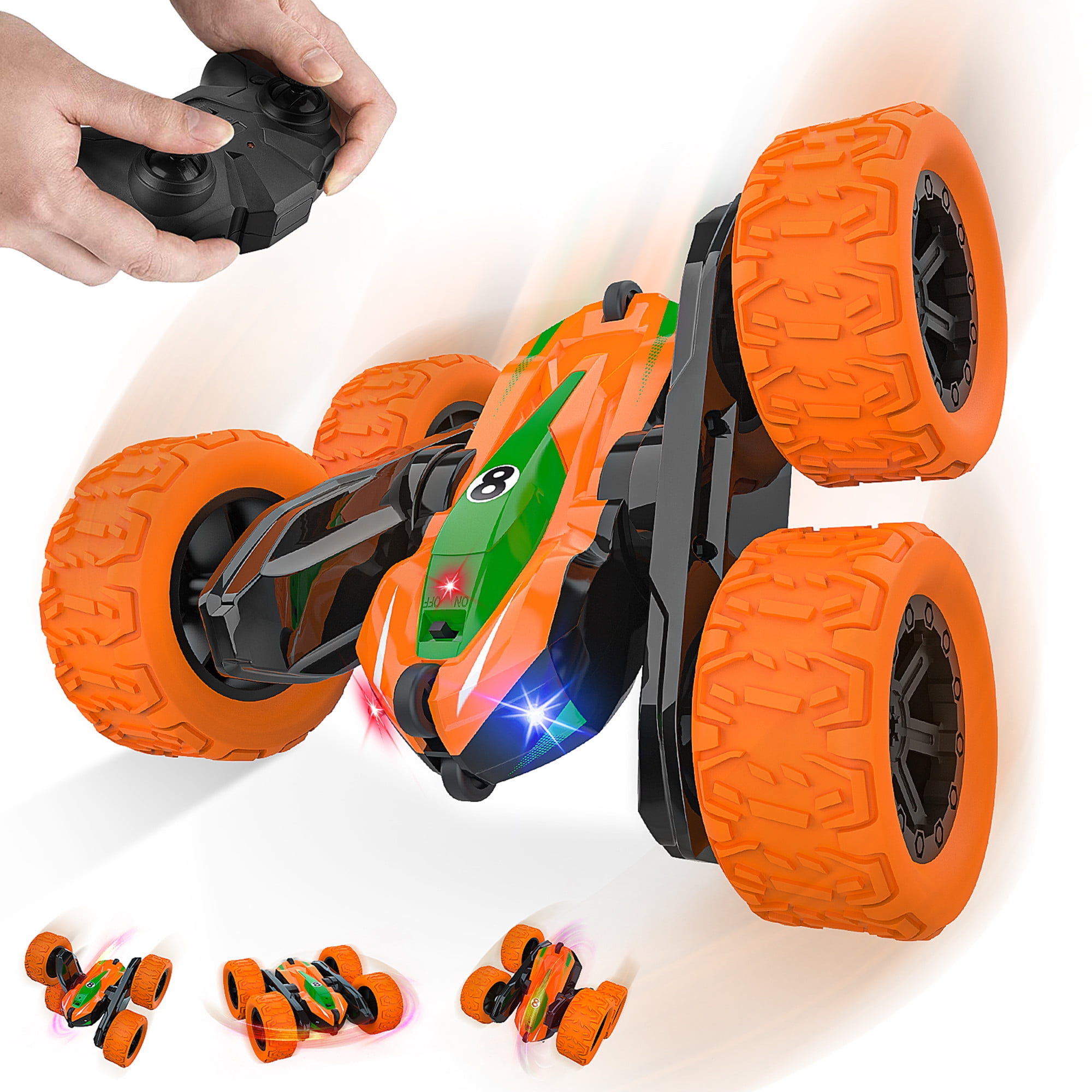 Wupuaait Remote Control Car, DoubleSided 360 Rotating Flip Stunt Car