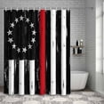 thumbnail image 4 of Bathroom Shower Curtain American Flag Independence Day Waterproof Shower Curtains with Hooks, Retro Ref Black Stripes Bath Curtains Bathtub Curtain Home Decor 72x84in, 4 of 9