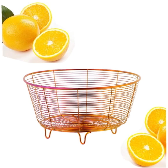 QIBOORUN Panier à Fruits Bol en Acier Inoxydable Panier de Rangement pour Fruits Bol en Fil pour Cuisine avec Pain Légumes, Design Élégant avec Construction en Acier Robuste -Rouge