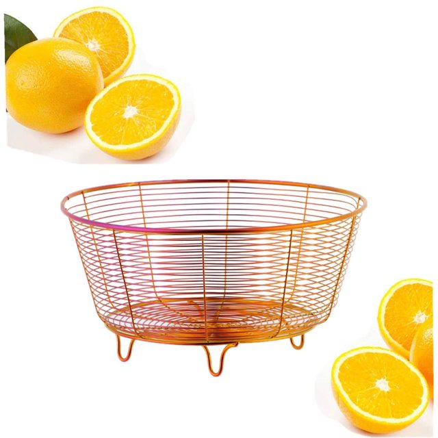 QIBOORUN Fruit Basket Bowl Stainless Steel Fruit Storage Basket Wire Bowl for kitchen with Bread Vegetables, Sleek Design With Sturdy Steel Construction -Red