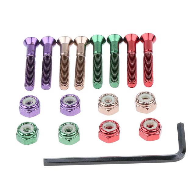 8 piezas de repuesto plana para monopatín, camión, Longboard, tornillos de montaje, pernos, tuercas F 32 mm shamjiam Conjunto de tornillos para hardware de patinetas