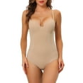 thumbnail image 1 of Entrenador de cintura de cuerpo completo con tirantes ajustables para mujer, control de abdomen, leotardo moldeador, mono, parte superior, beige, talla S, 1 of 1