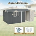thumbnail image 4 of LZBEITEM 12'x8' Outdoor Storage Shed with Floor Frame & Window, Metal Garden Shed Kit, Backyard Shed, Lockable Doors for Backyard Patio Lawn, Gray, 4 of 11
