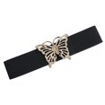 thumbnail image 2 of D-GROEE Women Fashion Elastic Hollow Out Butterflies Decor Belt Stretchy Skinny Waist Belt for Dress Jeans Pants with Metal Gold Buckle, 2 of 8
