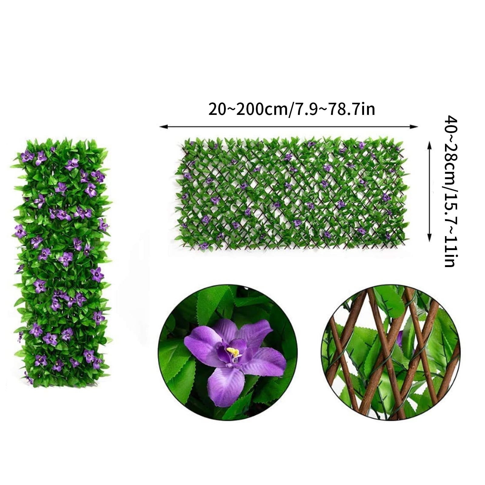 Privacy Fence, Expandable Lattice Fence, Artificial Flower Leaf Screening, Garden Edging Border Decorative, Fence Screen Garden Panels for Patio Backyard Outdoor Decor(Purple)