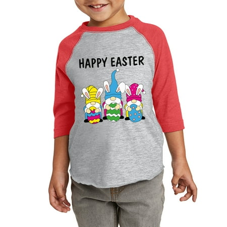 

Happy Easter Funny Bunny Graphic Toddler Raglan - Happy Easter Day Tshirt for Kids - Christian Shirt Gifts