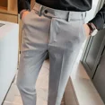 thumbnail image 2 of Pantalones negros para hombre, rectos, 9 cortes, corte ajustado, para negocios, ropa social, trajes para hombre, pantalones, oferta de diseñador, 2 of 5