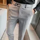 thumbnail image 2 of Pantalones negros para hombre, rectos, 9 cortes, corte ajustado, para negocios, ropa social, trajes para hombre, pantalones, oferta de diseñador, 2 of 5