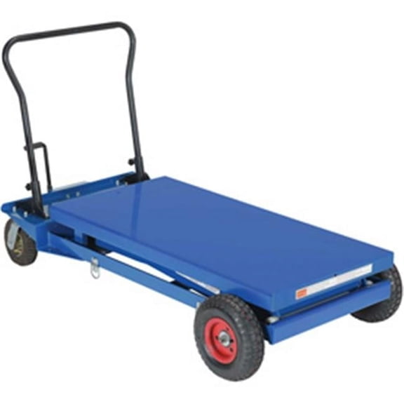 Vestil CART-PN-1000 Pneumatic Tire Hydraulic Elevating Cart, Blue -Capacity 1000 lbs
