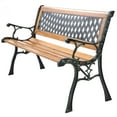 thumbnail image 1 of Topbuy Garden Metal Bench Porch Path Hardwood Chair for Patio Park  Outdoor Deck, 1 of 9