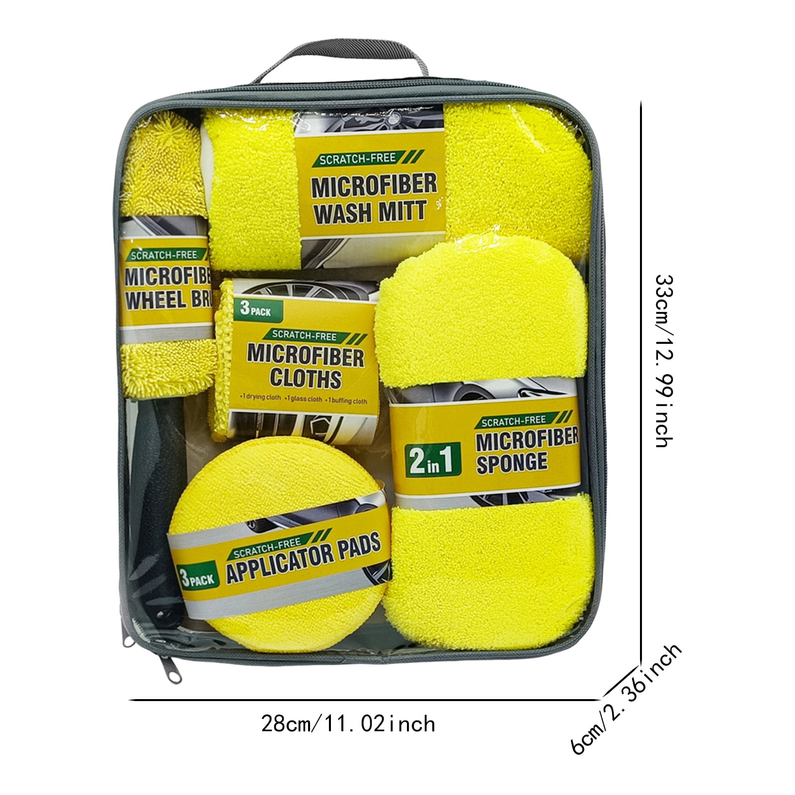 9-Piece Car Washing Kit, Car Wash Cleaning Kit with Car Sponge Towels Drying, Wash Mitt and Wheel Cleaner Brush, Complete Auto Detailing Set for Cars Trucks RVs Boats