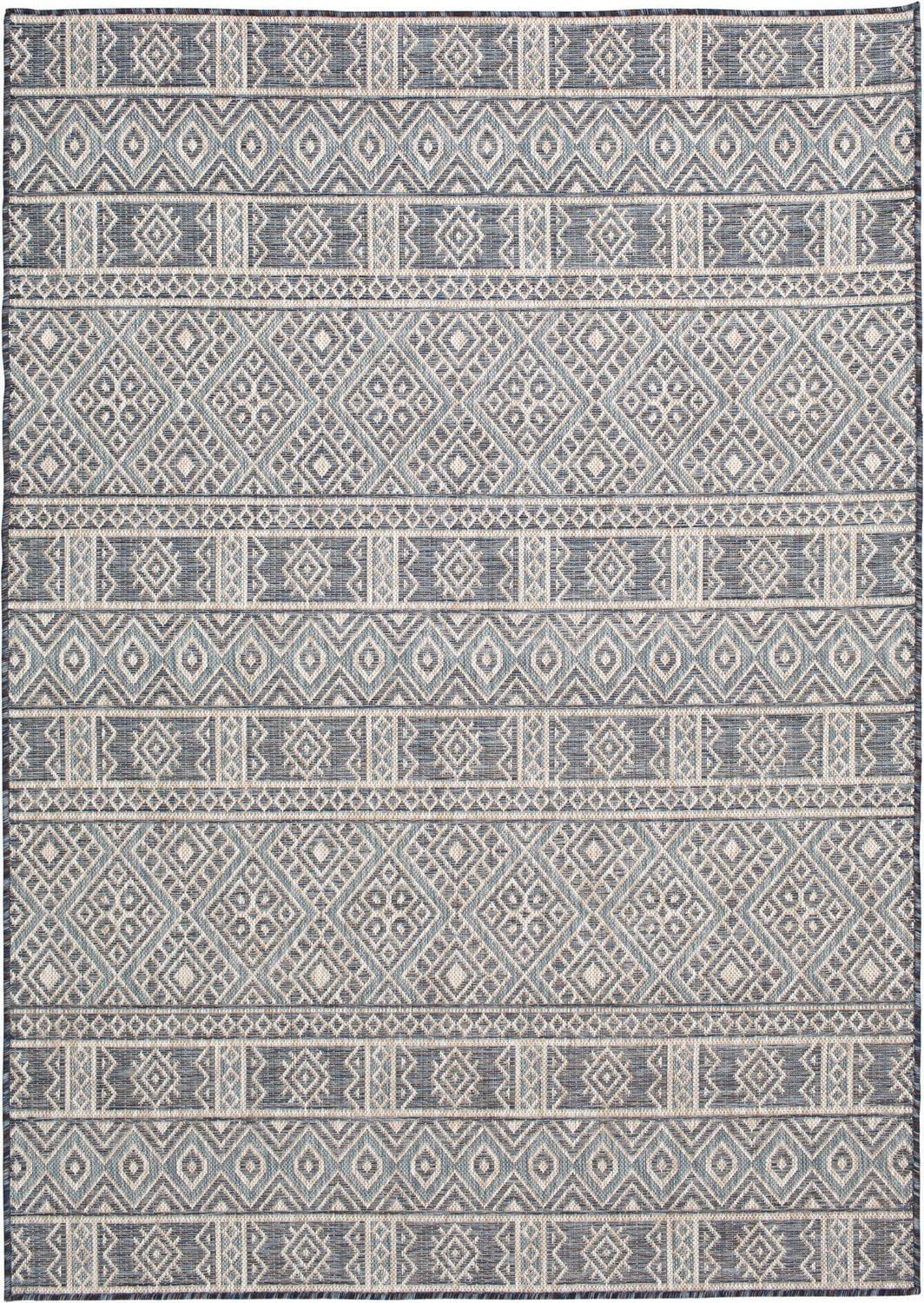 Hayweld Lagoon Blue and Beige Woven Indoor/Outdoor 5'x7' Area Rug
