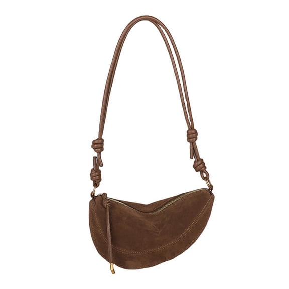Faux Suede Dumpling Bag Large Underarm Bag Versatile Crossbody Bag for Women Work Shopping Travel Daily (Brown)