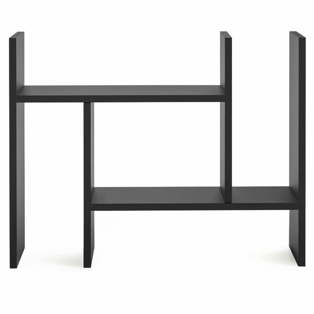 FITUEYES Desktop Bookshelf Adjustable Countertop Bookcase Office Supplies Wood Desk Organizer Accessories Display Rack Black