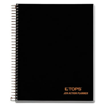 TOPS Products Jen Action Planner, Narrow Rule, Black Cover, 8.5" x 6.75", 100 Sheets