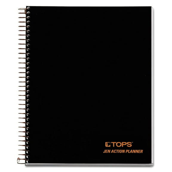 "Jen Action Planner, 1 Subject, Narrow Rule, Black Cover, 8.5 X 6.75, 100 Sheets | Bundle of 5 Each"