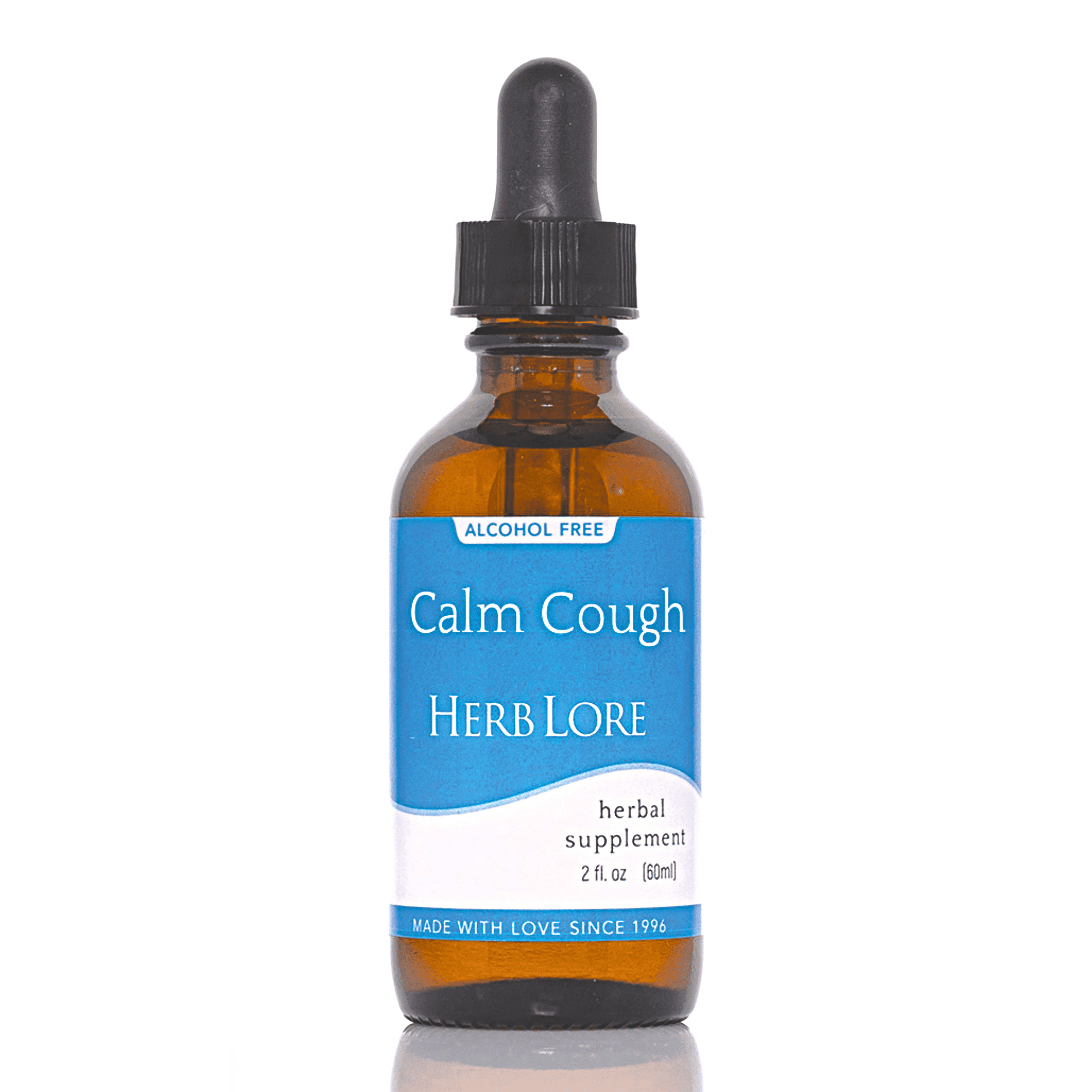 Herb Lore Calm Cough Herbal Tincture Alcohol Free Respiratory and Lung Support Supplement with Yerba Santa & Mullein - 2 fl oz