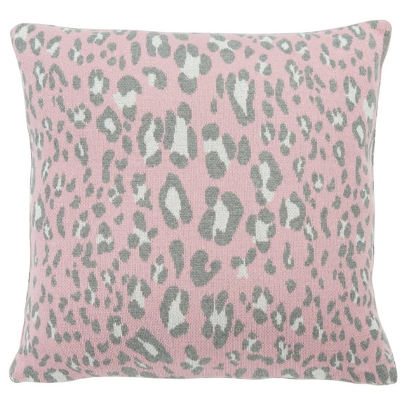 SAFAVIEH Gwynn Leopard Print Accent Pillow, 18" x 18", Pink/Black