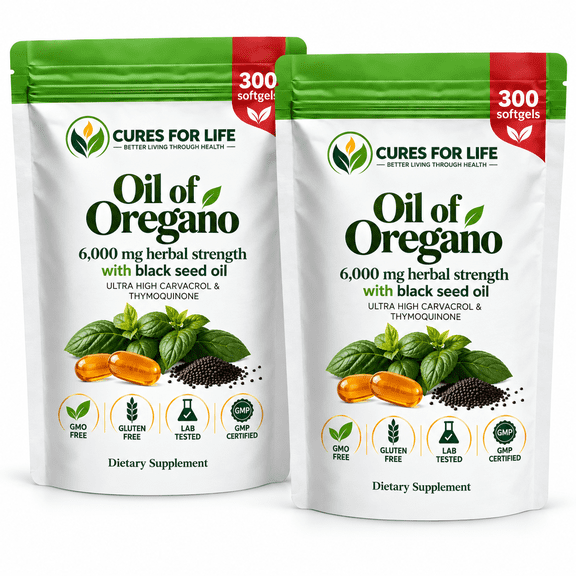 Oil of Oregano Softgels 6000mg, 300 Count ( Pack of 2 )– High Potency Oregano Oil with Carvacrol & Black Seed Oil, Supports Immune & Digestive Health, Non-GMO Supplement