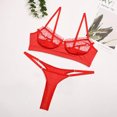 thumbnail image 2 of bra sets for women bras for women Ladies Sexy Lingerie Set Lace Perspective Lace Stitching Underwear Pajamas Red, 2 of 2