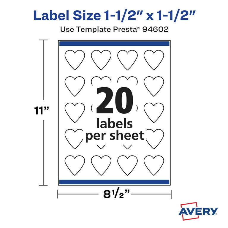 Avery Matte White Heart Labels, 1.5" x 1.5", 1,000 Labels - Walmart.com