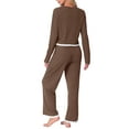 thumbnail image 3 of INSPIRE CHIC Women's Pajama Sets Long Sleeve Crewneck Elastic Waistband Lounge Sets with Pockets S Brown, 3 of 6
