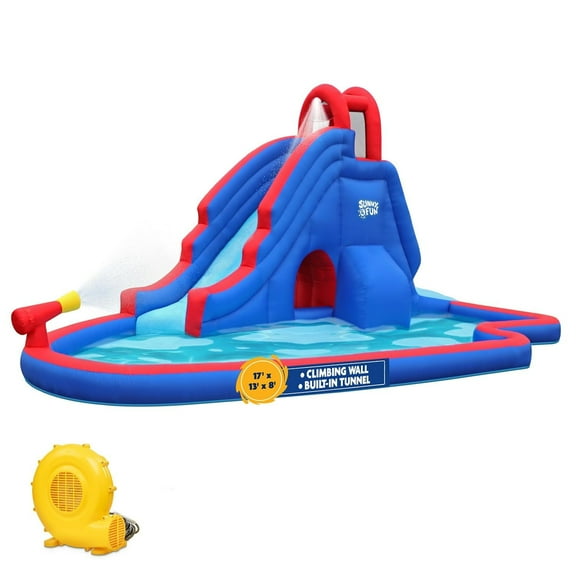 Sunny & Fun Inflatable Water Slide and Blow up Pool Kids Water Park for Backyard