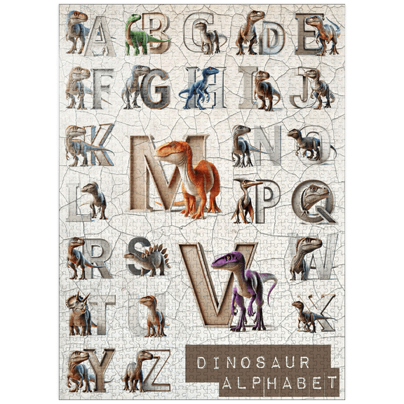 MyPuzzle - Dinosaur Alphabet - Version 3 - Premium 1000 Piece Jigsaw Puzzle for Adults