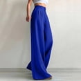 thumbnail image 3 of Wutalume Women's High Waisted Wide Leg Trousers - Business Casual Work Pants with Pockets, Solid Color Dressy for Office,Royal Blue XL, 3 of 7