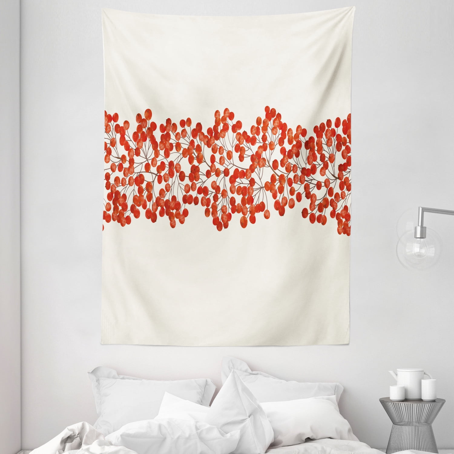 Rowan Tapestry, Border with Wild Red Mountain Ashes on Twigs Hand