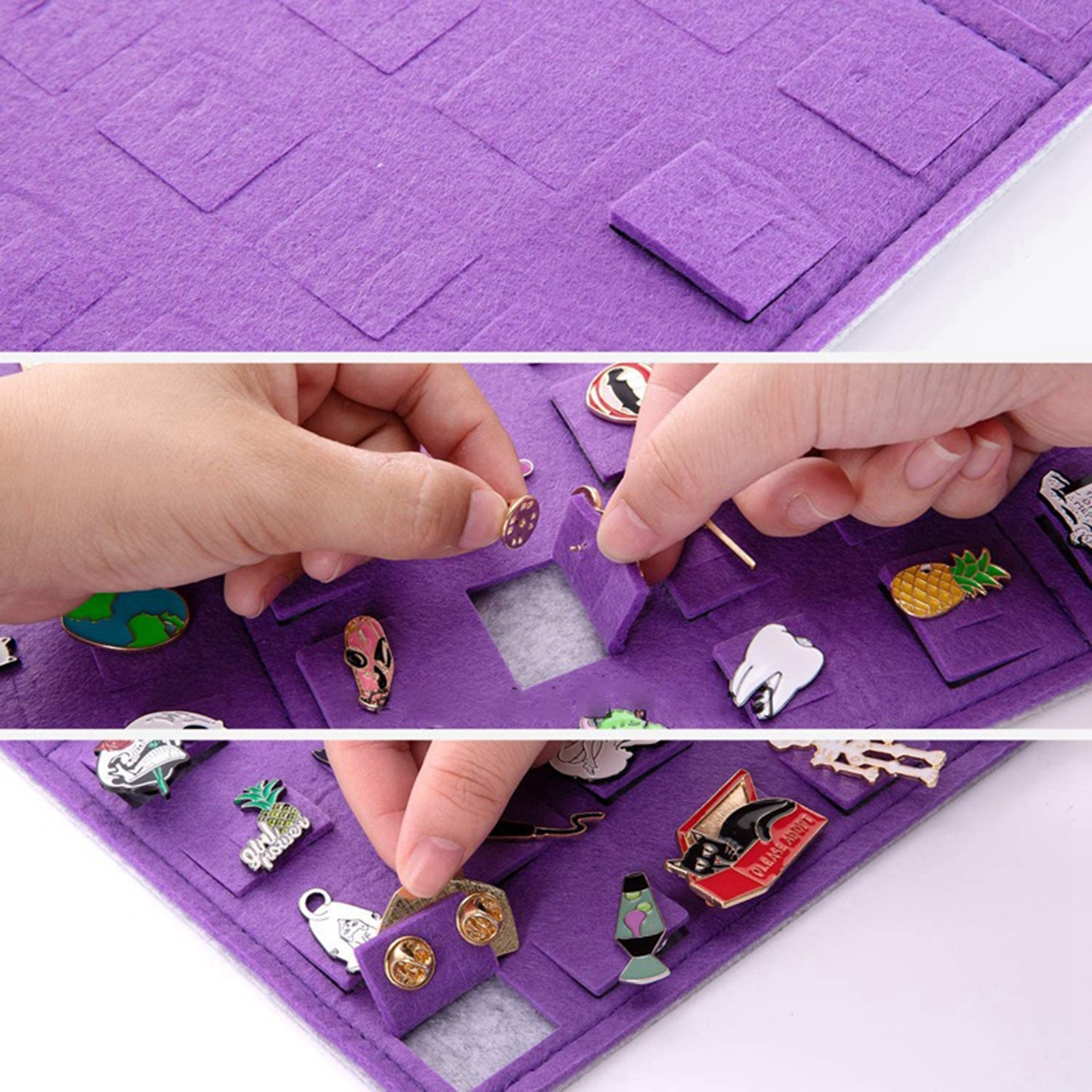 Hanging Brooch Organizer Wall Hanging Pin Organizer Felt Brooch Storage Bag with 96 Pin Capacity Space-saving Display Case for Enamel Pins Earrings