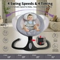 thumbnail image 2 of LHUAI, Baby Swing For Newborn, Infant Swing Electric Toddler Baby Rocker Portable , 4 Sway Speeds With Remote Control, 12 Preset Melodies And Bluetooth, 0-12 Months Max 33 Lbs, Grey & Black, 2 of 7