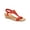 Red, variant on Womens Red T-Strap Step Round Toe Wedge Slip On Slingback Sandal 7.5 M