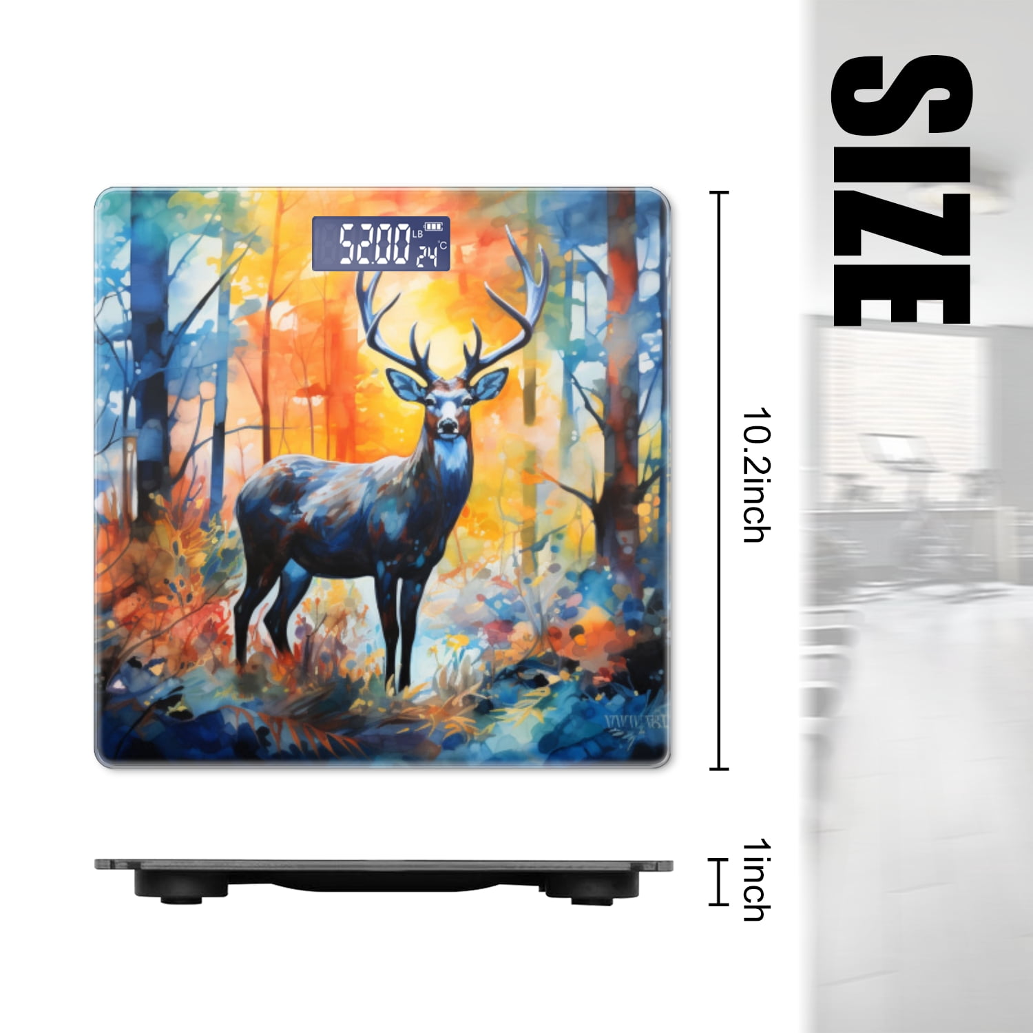 Bathroom Scale, Highly Accurate Digital Body Scale,Precisely Measures Weight up to 400 lbs-Majestic Stag Standing In The Heart Of Enchanted Forest